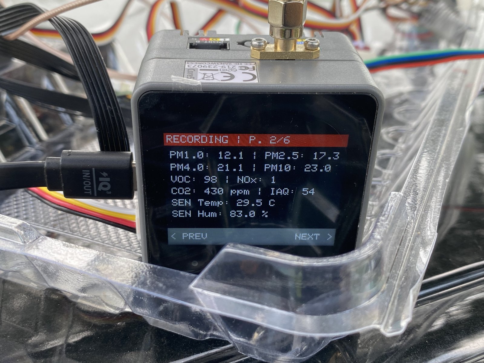 The current sensor array: wiring, enclosure, and screen.