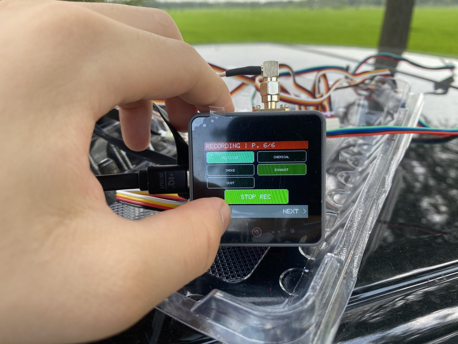 The current sensor array: wiring, enclosure, and screen.