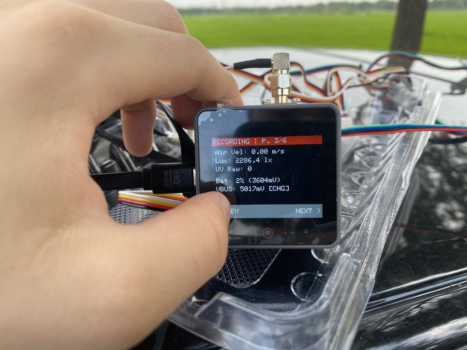 The current sensor array: wiring, enclosure, and screen.